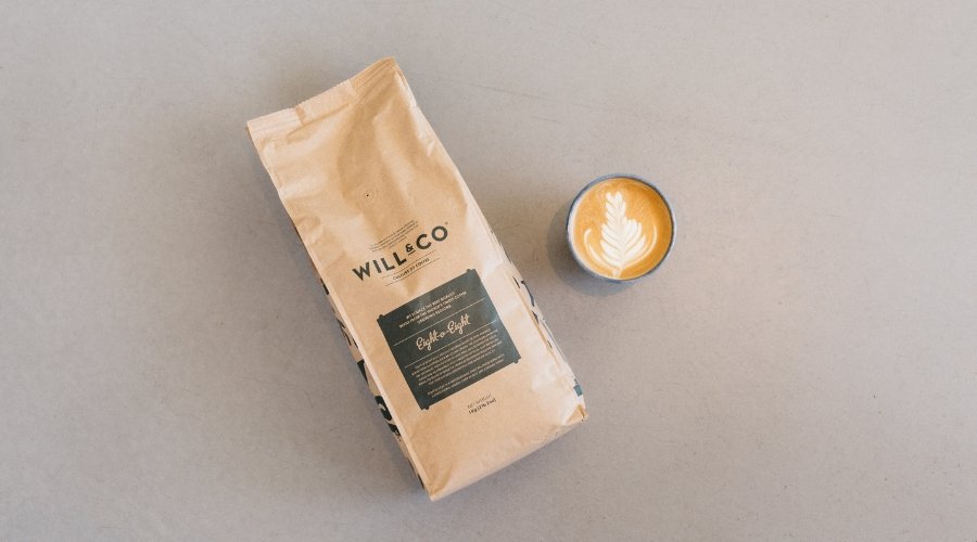 A bag of Will & Co Eight-o-Eight specialty coffee beans